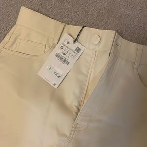 Zara new with tags ivory leather midi skirt
